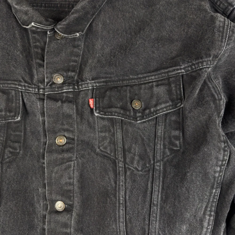 Vtg Levi's 70598 Trucker Jacket Men's XL Black Denim 90s Faded Wash‎
